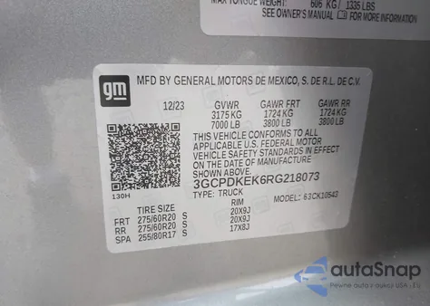 2024 Chevrolet Silverado 1500 4Wd Short Bed Lt With 2Fl из США, поврежденный, VIN 3GCPDKEK6RG218073